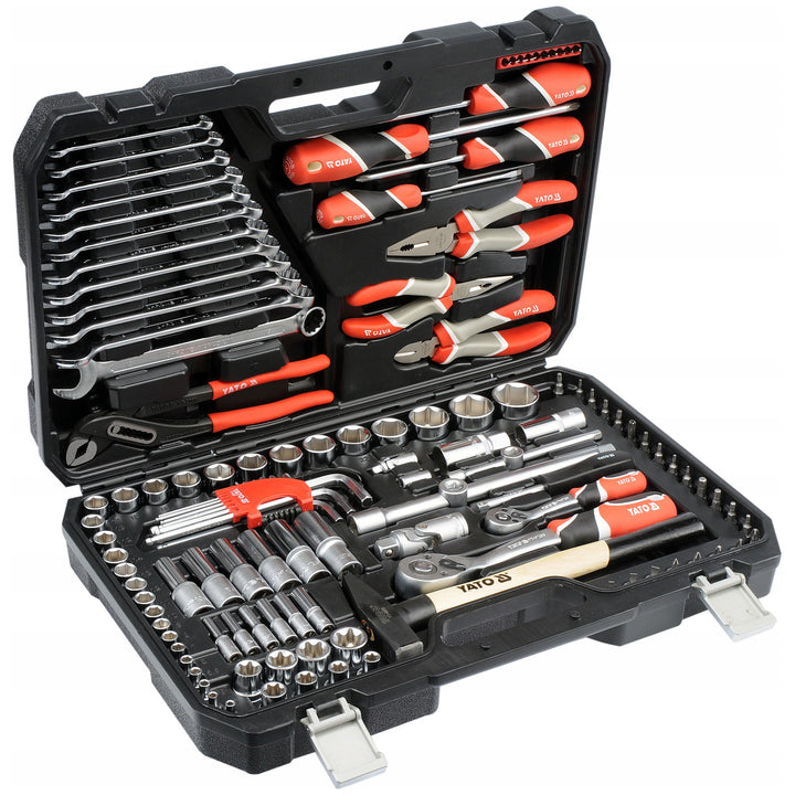Coffret d'outils professionnel Yato, 122 pièces (clés à douille, douilles, tournevis, marteau), tournevis à embouts magnétiques et trempés, YT-38901