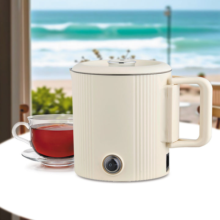 Bouilloire électrique / casserole de voyage Maestro, 2 en 1, capacité 0,8 L, puissance 600 W, poignée rabattable, commutateur de tension 110 V/230 V, couleur beige, MR-009-BEIGE
