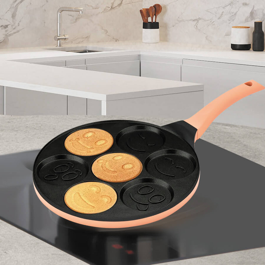Poêle à crêpes Maestro, motif « emoticône », diamètre 26 cm, revêtement antiadhésif, poignée en silicone, compatible avec tous les types de cuisinières, MR-1222-B