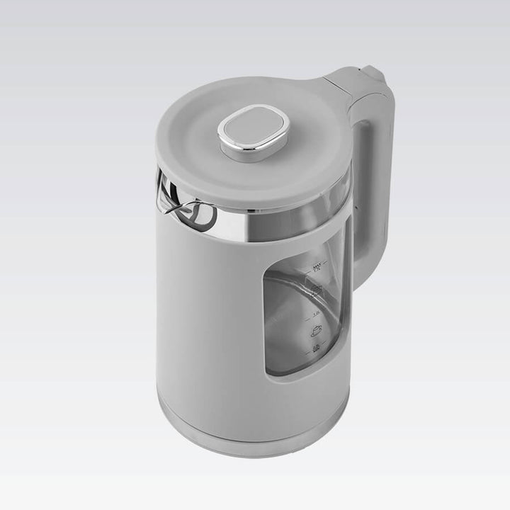Bouilloire électrique en verre Maestro, capacité 1,7 L, puissance 2200 W, indicateur de niveau d'eau, éclairage LED, socle pivotant, couleur grise, MR-065-GREY