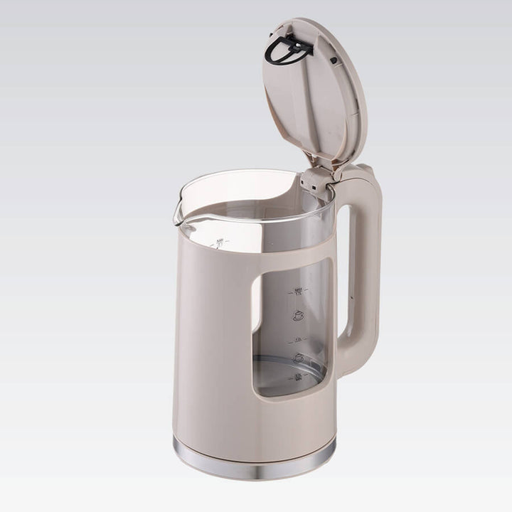 Bouilloire électrique en verre Maestro, capacité 1,7 L, puissance 2200 W, indicateur de niveau d'eau, éclairage LED, socle pivotant, couleur beige, MR-065-BEIGE
