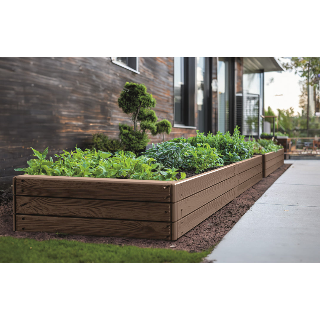 Bordure de jardin Prosperplast Base Woody, 149 x 75 cm, résistante aux intempéries, conception modulaire, couleur marron, IBWR-7587U