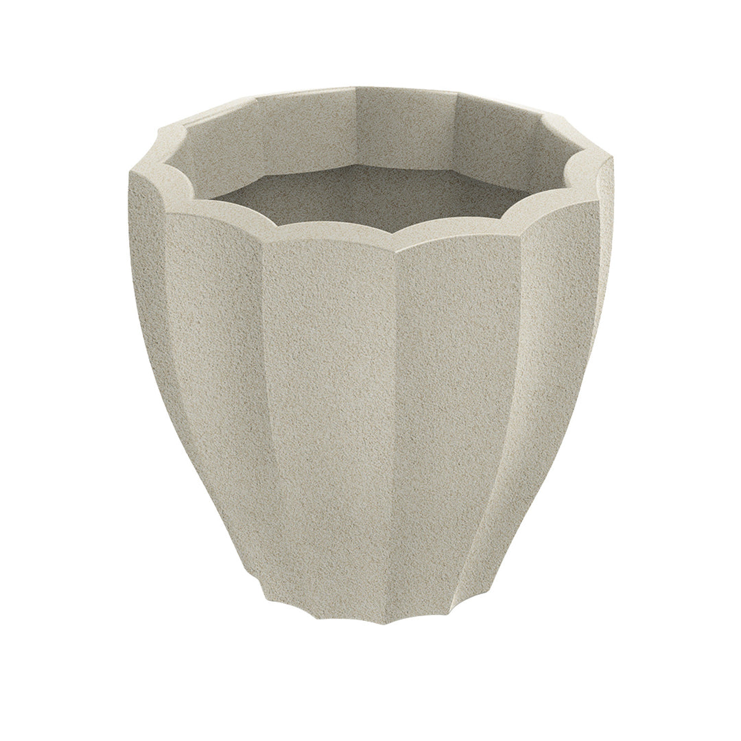 Pot Ethick Rona Round, diamètre 40 cm, hauteur 36 cm, finition mate, résistant aux intempéries, trou de drainage, couleur sable, TRO40-101GR