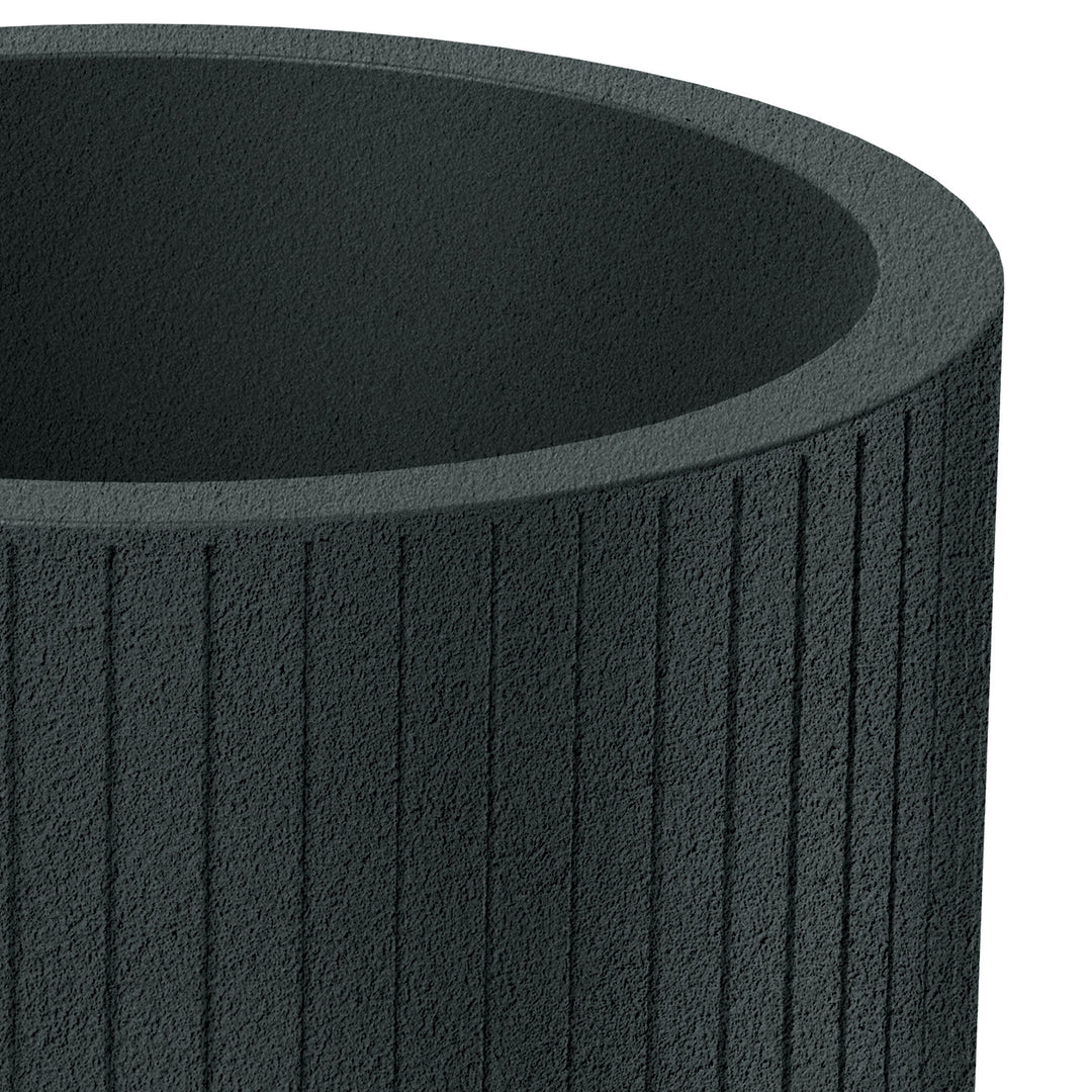 Pot Ethick Coro Round, diamètre 40 cm, hauteur 36 cm, finition mate, résistant aux intempéries, trou de drainage, couleur graphite foncé, TCR40-109GR