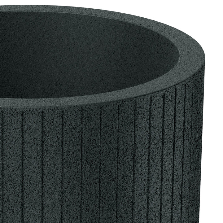 Pot Ethick Coro Round, diamètre 40 cm, hauteur 36 cm, finition mate, résistant aux intempéries, trou de drainage, couleur graphite foncé, TCR40-109GR