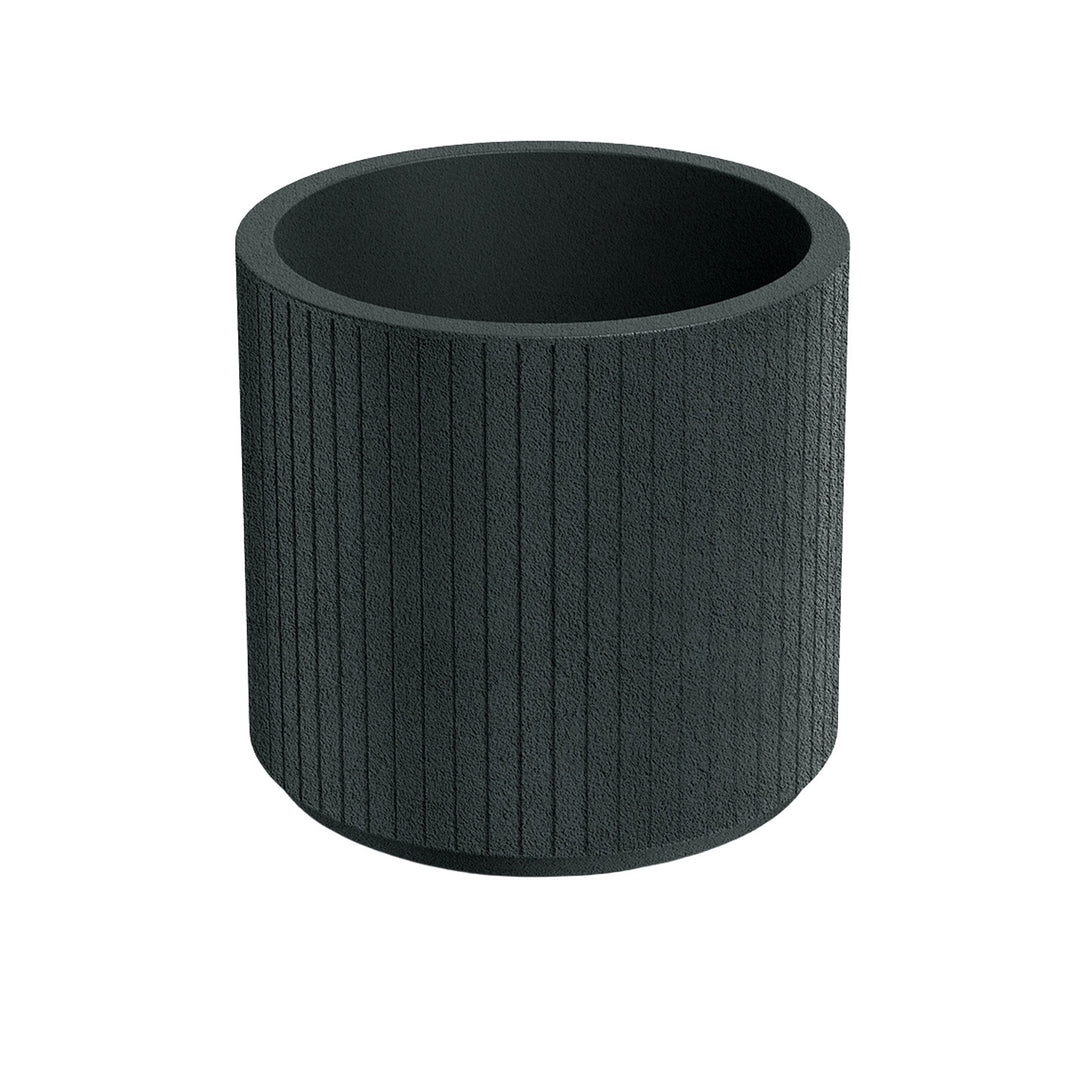 Pot Ethick Coro Round, diamètre 40 cm, hauteur 36 cm, finition mate, résistant aux intempéries, trou de drainage, couleur graphite foncé, TCR40-109GR