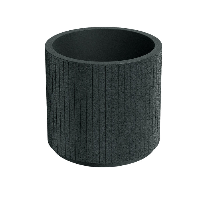Pot Ethick Coro Round, diamètre 40 cm, hauteur 36 cm, finition mate, résistant aux intempéries, trou de drainage, couleur graphite foncé, TCR40-109GR