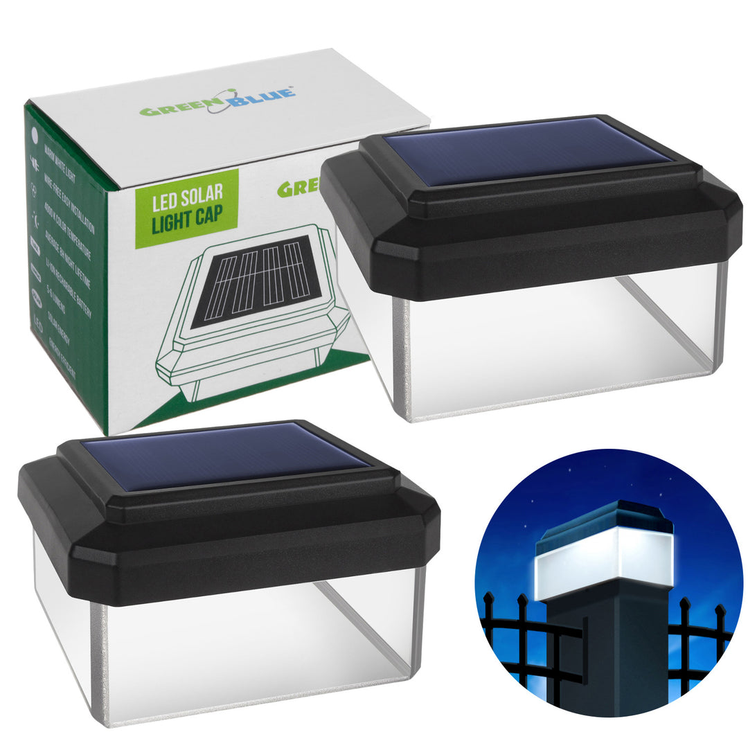 Lampe solaire LED sur poteau GreenBlue, 60 x 40 mm, auvent en forme d'enveloppe, GB125, 2 pièces