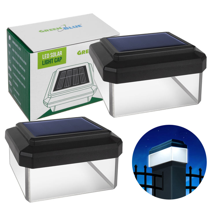 Lampe solaire LED sur poteau GreenBlue, 60 x 40 mm, auvent en forme d'enveloppe, GB125, 2 pièces