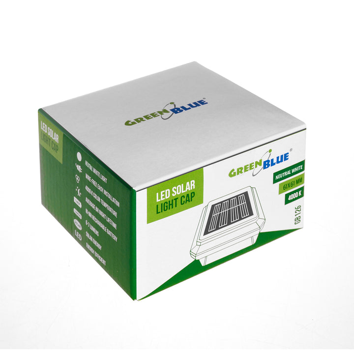 Lampe solaire LED sur poteau GreenBlue, 60 x 60 mm, auvent en forme d'enveloppe, GB126, 2 pièces