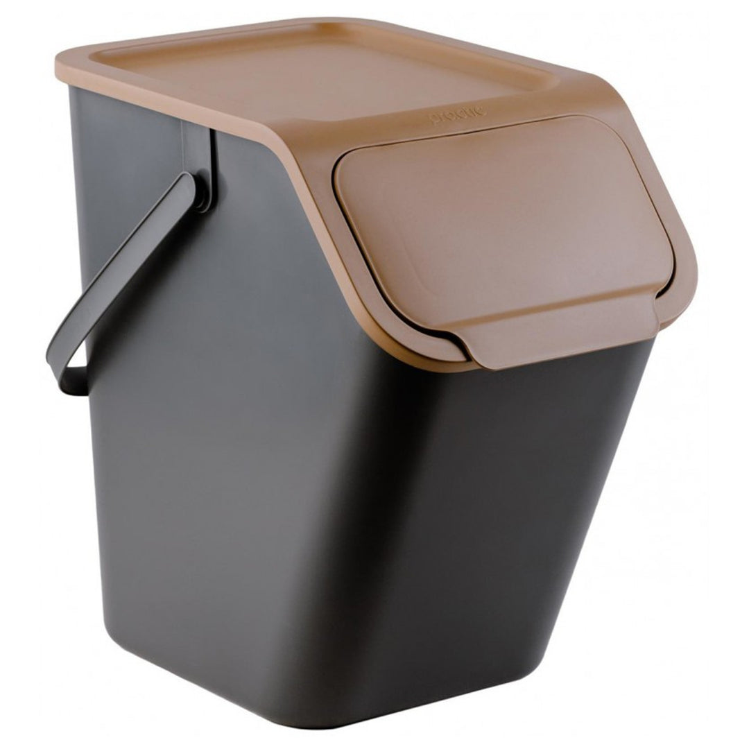 Lot de 4 bacs de tri sélectif BINI noirs avec couvercles colorés (jaune/vert/bleu/marron) + 5 filtres à charbon