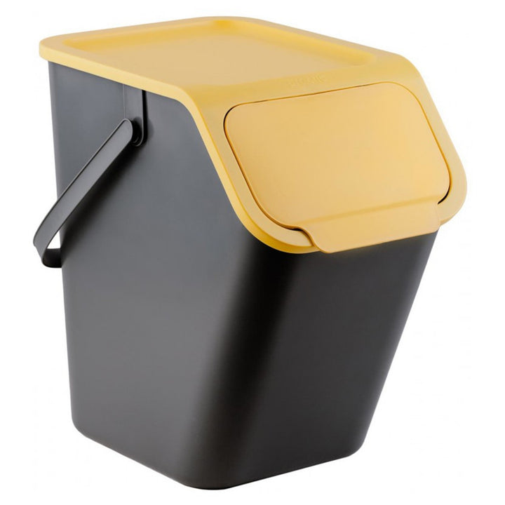 Lot de 4 bacs de tri sélectif BINI noirs avec couvercles colorés (jaune/vert/bleu/marron) + 5 filtres à charbon