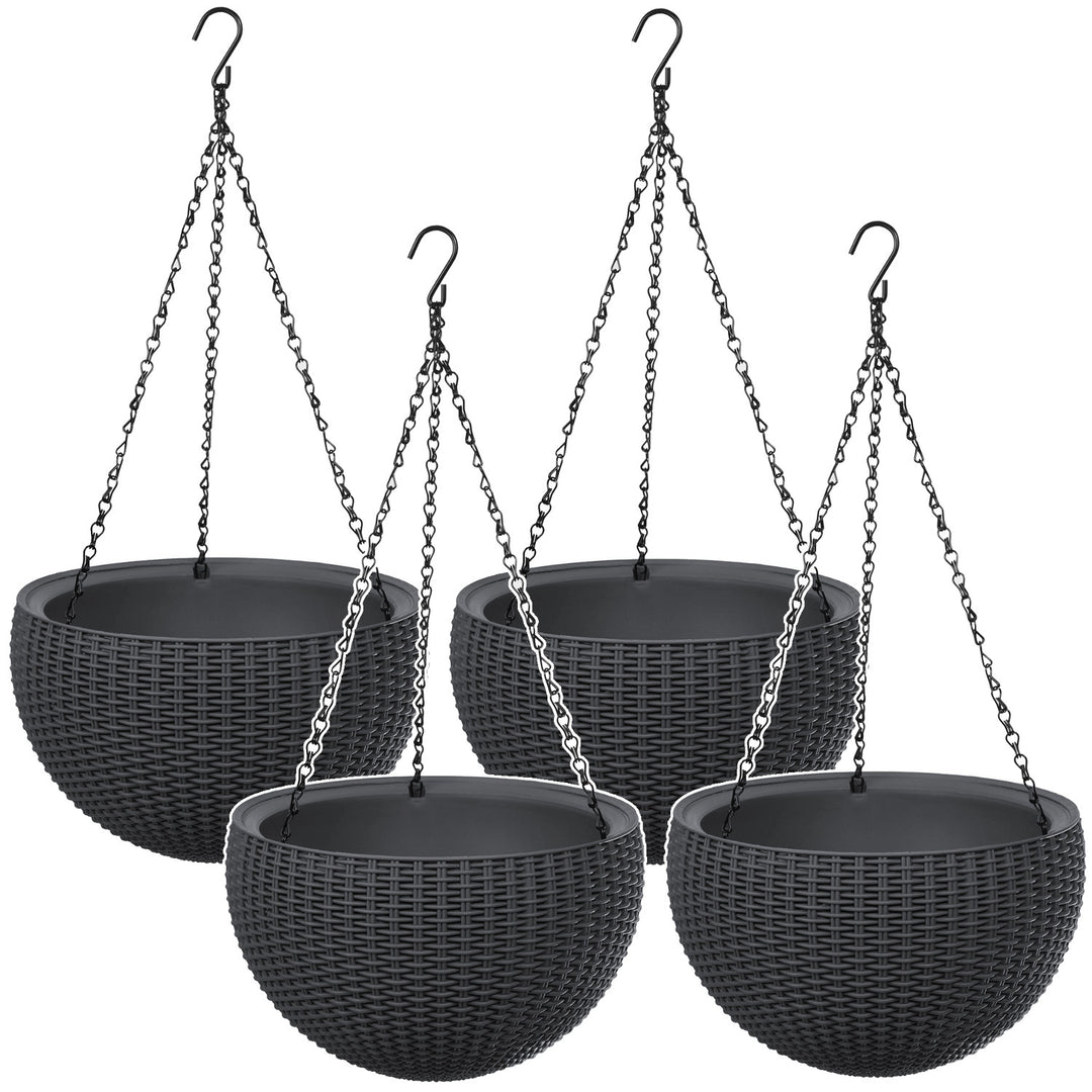 Pot suspendu Keter Sphere Planter, couleur anthracite, lot de 4