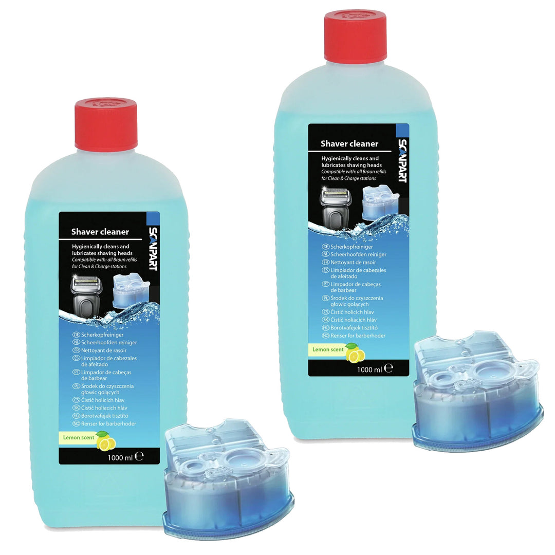 Nettoyant pour têtes de rasage Braun au citron, 1 litre, avec 2 recharges