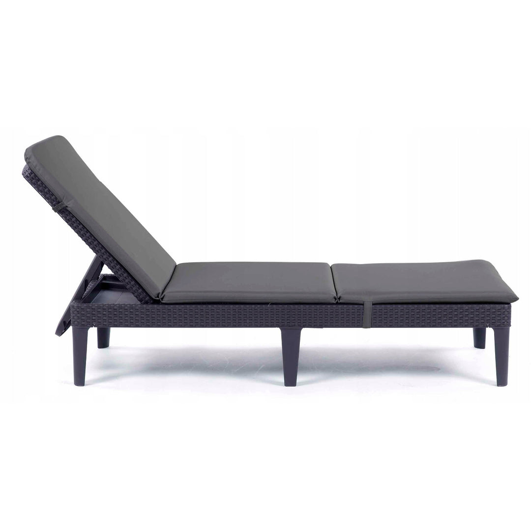 Coussin pour chaise longue Jaipur, couleur gris foncé, tissu S-500, dimensions 190 x 60 cm, deux systèmes de fixation, imperméable, lavable en machine, S-49