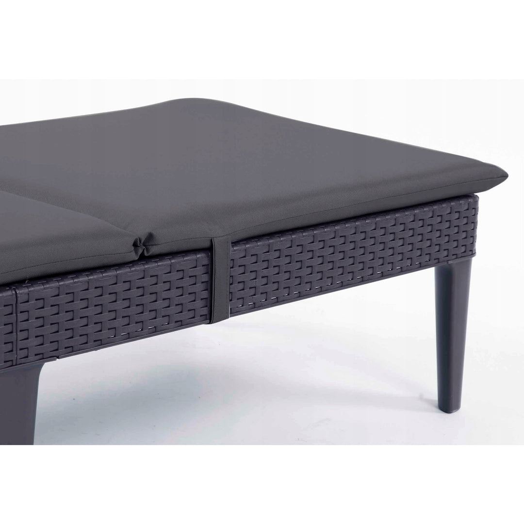 Coussin pour chaise longue Jaipur, couleur gris foncé, tissu S-500, dimensions 190 x 60 cm, deux systèmes de fixation, imperméable, lavable en machine, S-49