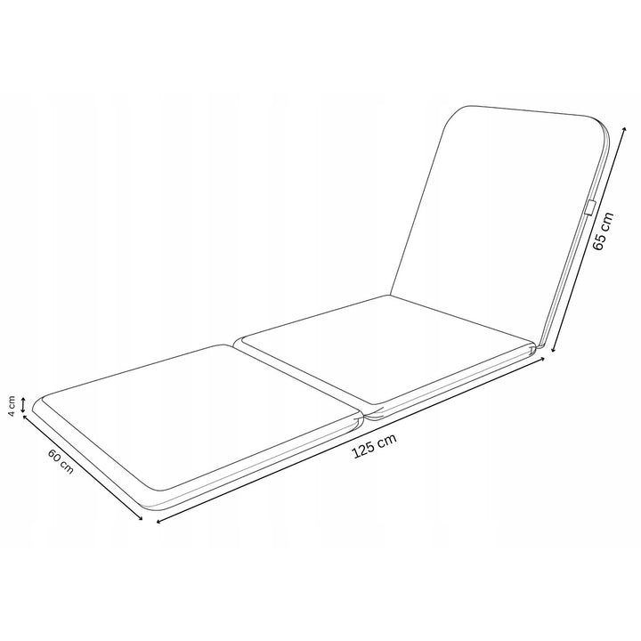 Coussin pour chaise longue Jaipur, couleur gris foncé, tissu S-500, dimensions 190 x 60 cm, deux systèmes de fixation, imperméable, lavable en machine, S-49