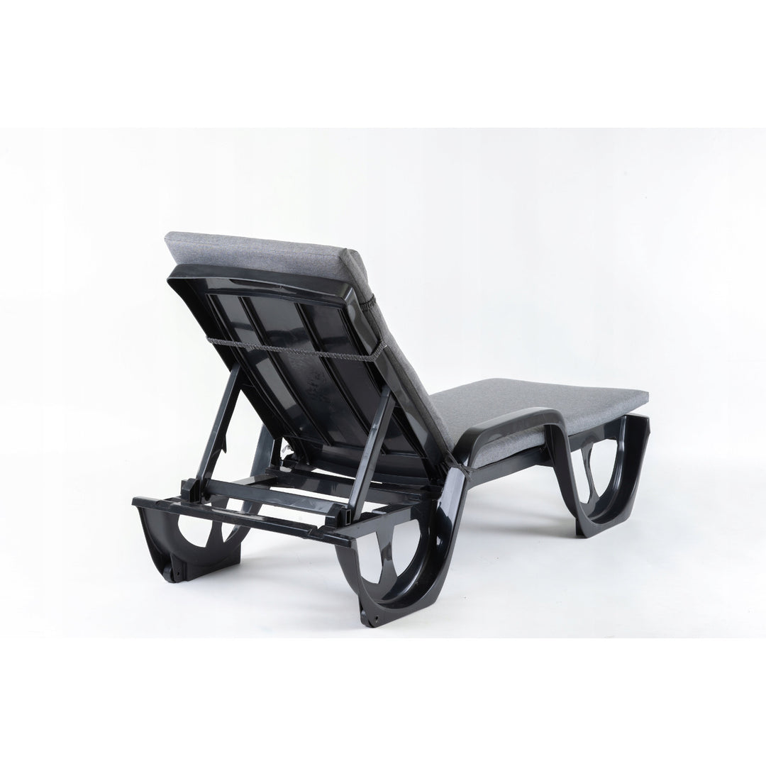 Coussin pour chaise longue Madera, couleur grise, tissu S-550 mélangé, dimensions 190 x 55 cm, fixation par sangle élastique, imperméable, mélangé S-23