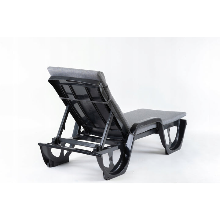 Coussin pour chaise longue Madera, couleur grise, tissu S-550 mélangé, dimensions 190 x 55 cm, fixation par sangle élastique, imperméable, mélangé S-23
