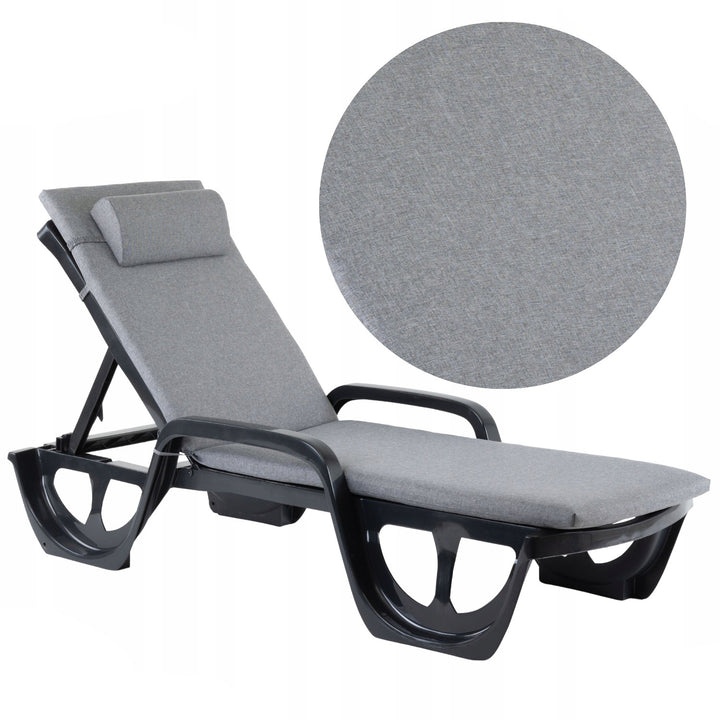 Coussin pour chaise longue Madera, couleur grise, tissu S-550 mélangé, dimensions 190 x 55 cm, fixation par sangle élastique, imperméable, mélangé S-23