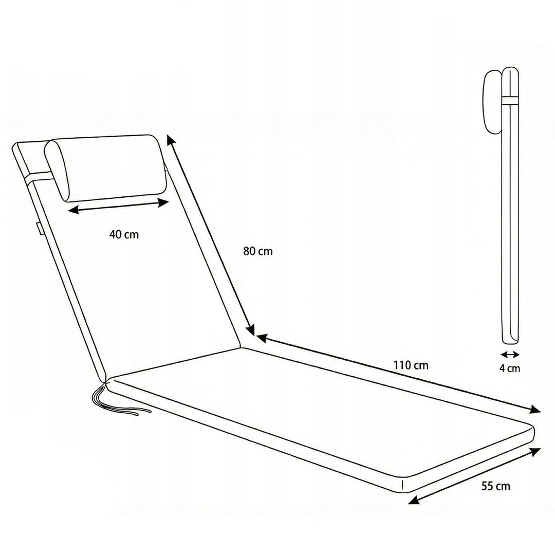Coussin pour chaise longue Madera, couleur grise, tissu S-550 mélangé, dimensions 190 x 55 cm, fixation par sangle élastique, imperméable, mélangé S-23