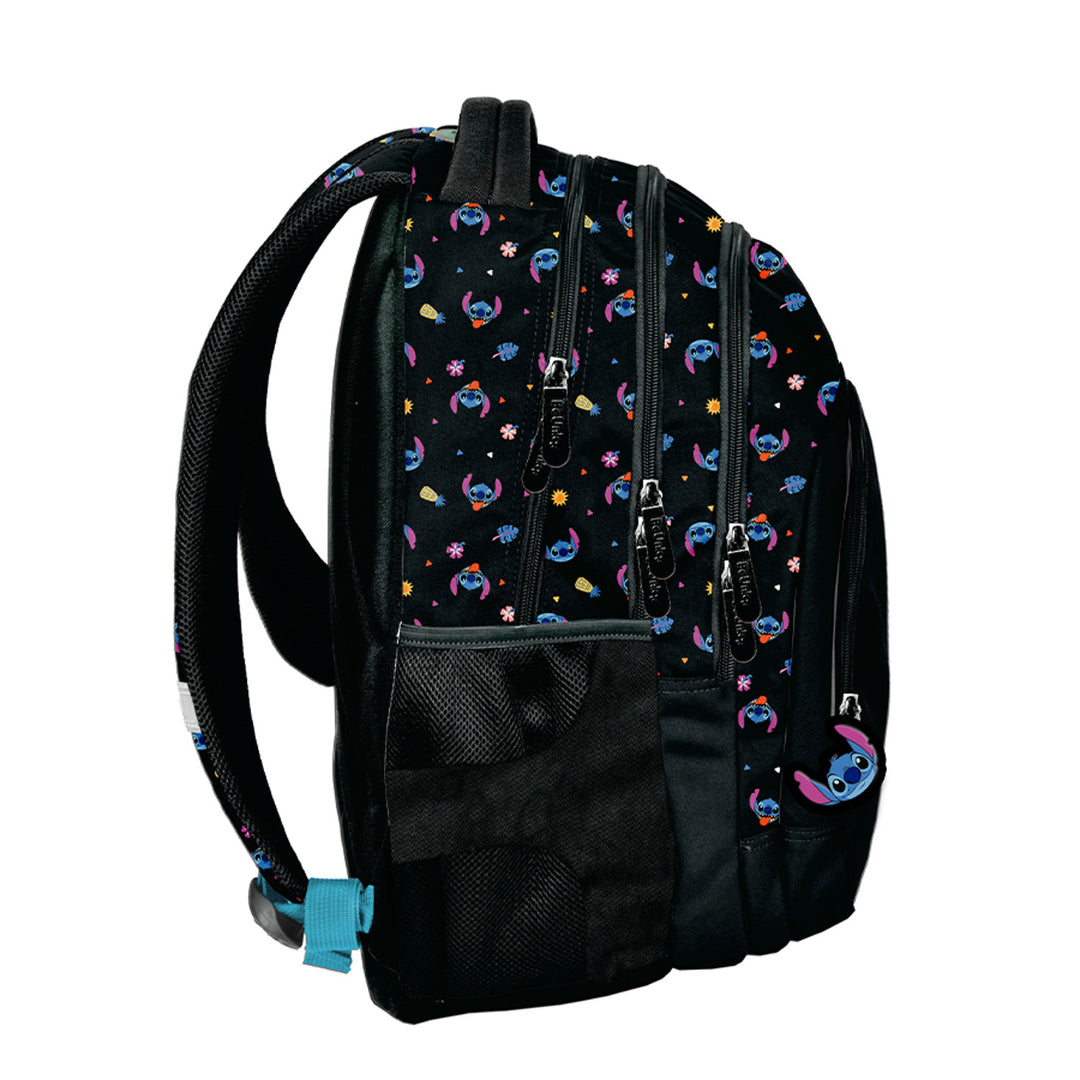 Ensemble scolaire Stitch Paso, sac à dos à trois compartiments, avec un compartiment pour ordinateur portable et un fond renforcé, trousse à crayons avec élastiques pour les fournitures, sac à chaussures pouvant être porté sur le dos, DS26MM
