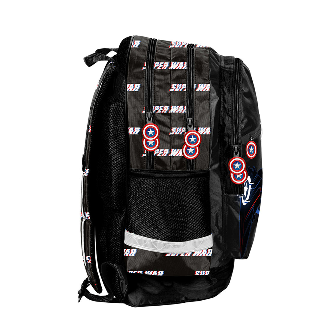 Ensemble scolaire Captain America Paso, sac à dos à deux compartiments, avec éléments réfléchissants et dos renforcé, trousse vide avec poignées pour les fournitures, sac à chaussures pouvant être porté sur le dos, AV26KK