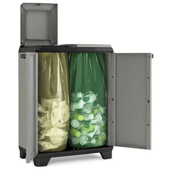 Meuble de tri sélectif Keter Planet, capacité 2 x 110 L, couleur grise, 68 x 39 x 92 cm, 246640