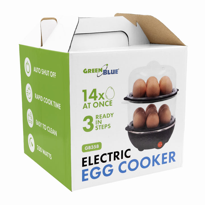 Cuisinière à œufs à 2 niveaux pour 14 œufs GreenBlue, puissance 350 W, jusqu'à 14 œufs, 220-240 V~, 50/60 Hz, GB358