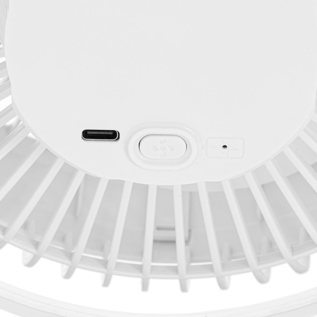 Ventilateur de bureau à pince, rechargeable, 15,5 cm, rotation à 360°, USB-C, Adler