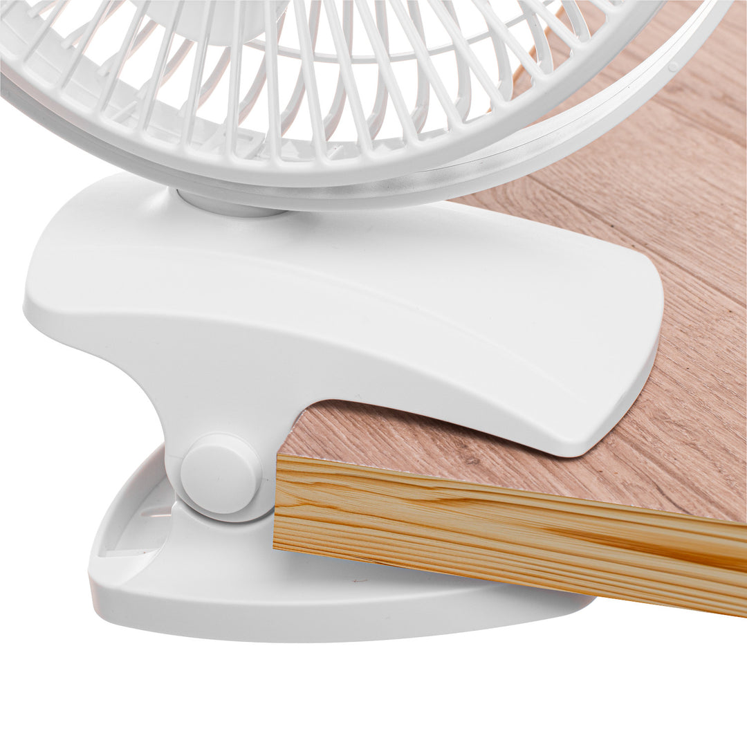 Ventilateur de bureau à pince, rechargeable, 15,5 cm, rotation à 360°, USB-C, Adler