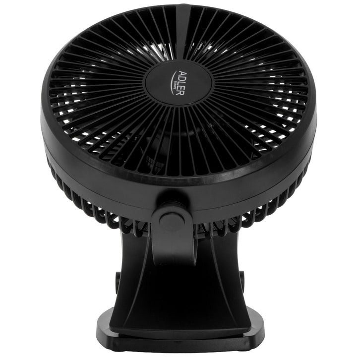 Ventilateur de bureau à pince, rechargeable, 15,5 cm, rotation à 360°, USB-C, Adler