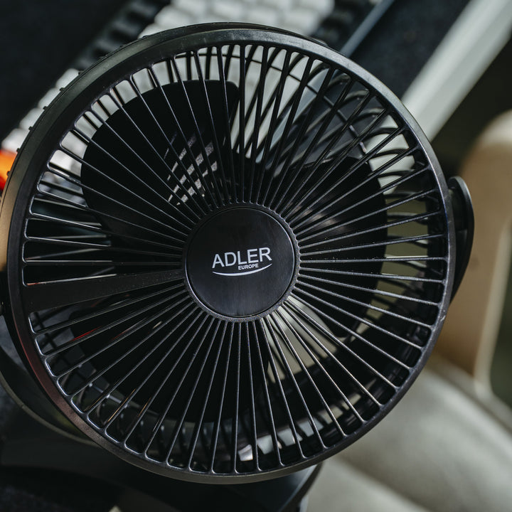 Ventilateur de bureau à pince, rechargeable, 15,5 cm, rotation à 360°, USB-C, Adler