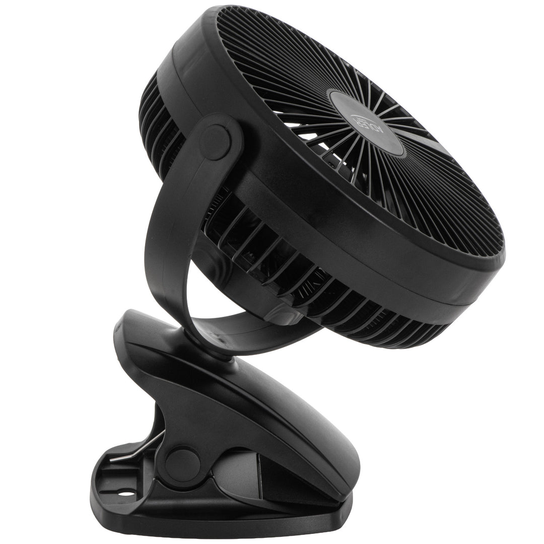 Ventilateur de bureau à pince, rechargeable, 15,5 cm, rotation à 360°, USB-C, Adler