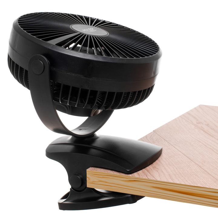Ventilateur de bureau à pince, rechargeable, 15,5 cm, rotation à 360°, USB-C, Adler