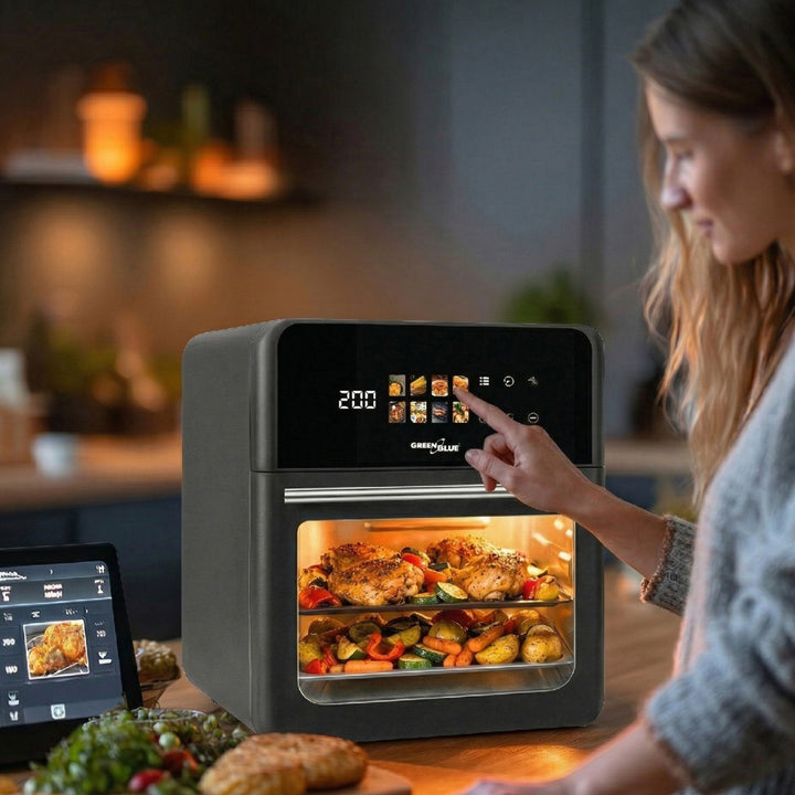 Friteuse sans huile AIR FRYER GreenBlue, puissance 1800 W, capacité 10 l, 8 programmes, accessoires, minuterie, GB950 + 100 sachets en papier de 16 cm