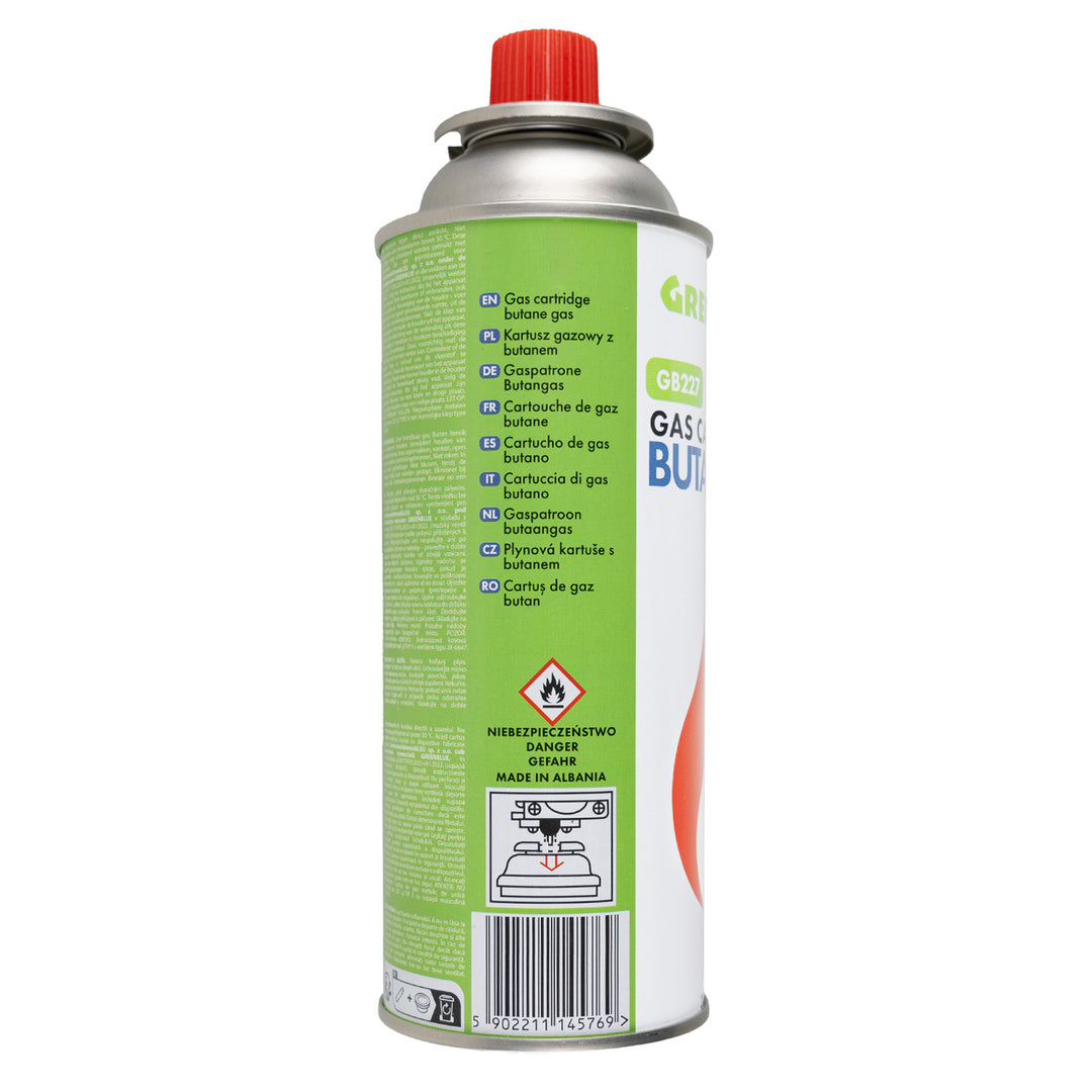 Réchaud à cartouche Alpen Camping, température de flamme 1 300 °C, allumage piézoélectrique, réglage de la flamme, ETNA + 4 cartouches de gaz de 227 g GreenBlue. Certificat : Pi 0875, conforme à la norme EN 417