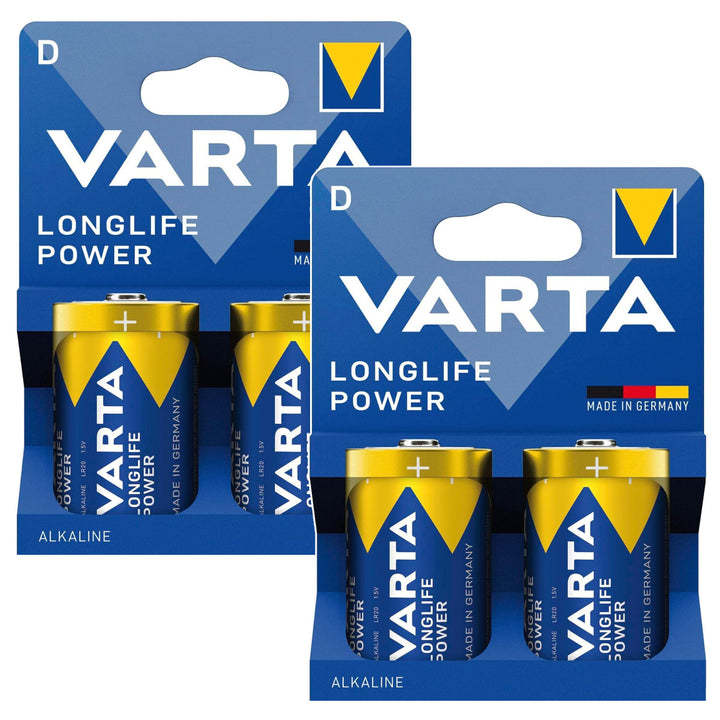 4 piles R-20 R20 D 1,5 V alcalines Longlife Power Varta