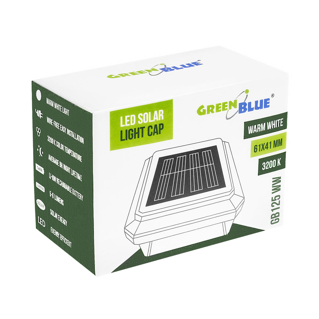 Lampe solaire LED sur poteau GreenBlue, 60 x 40 mm, capot en forme d'enveloppe, 3200 K, GB125 WW, lot de 2