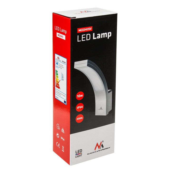 Lampe LED d'extérieur Maclean, 800 lm, IP54, 10 W, lumière blanche naturelle (4000 K), couleur argent, MCE343 SV, lot de 2