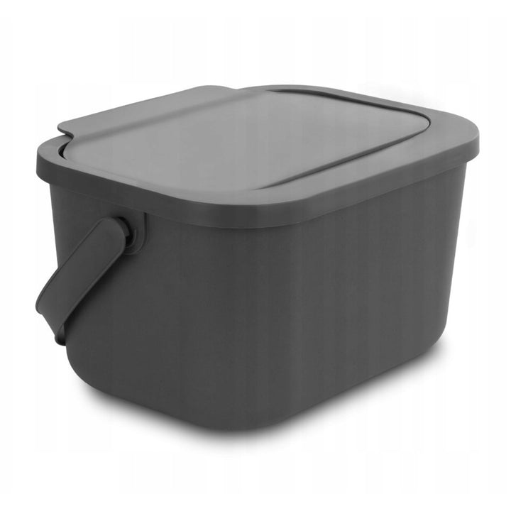 Poubelle pour déchets organiques, capacité 4,5 litres, grise, Mini Bini + 5 filtres à charbon Practic