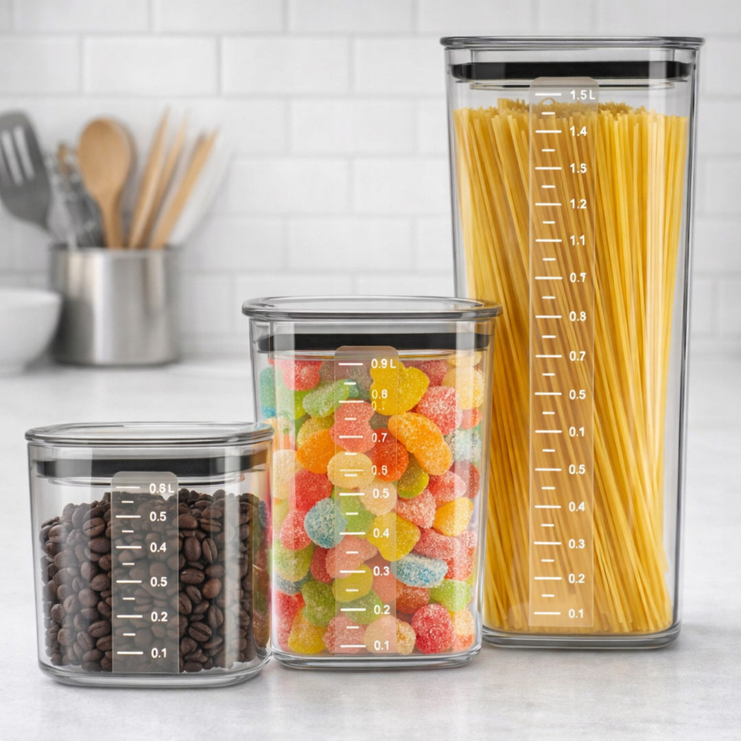 Boîtes de cuisine Practic pour produits en vrac, contenance 0,6 l, 0,9 l, 1,5 l, couvercles avec joint d'étanchéité,