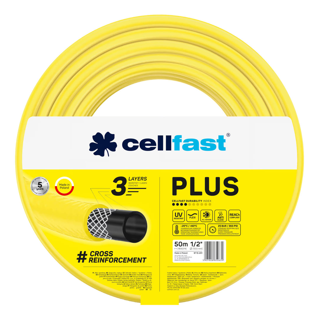 Chariot pour tuyau Cellfast Aluplus 1/2" 60 m + tuyau d'arrosage Cellfast Plus 1/2" 50 m