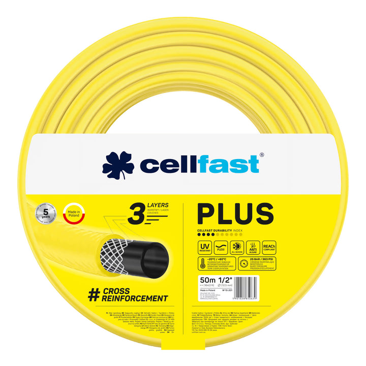Chariot pour tuyau Cellfast Aluplus 1/2" 60 m + tuyau d'arrosage Cellfast Plus 1/2" 50 m