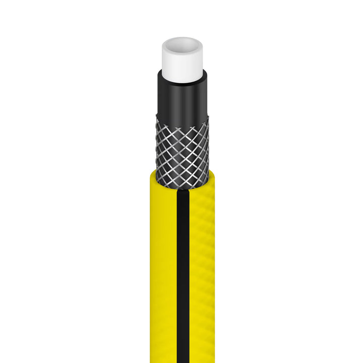 Tuyau d'arrosage Cellfast 4YELLOW 1/2" 30 m + support pour tuyau Cellfast gris + kit avec arroseur droit Cellfast Basic 1/2"