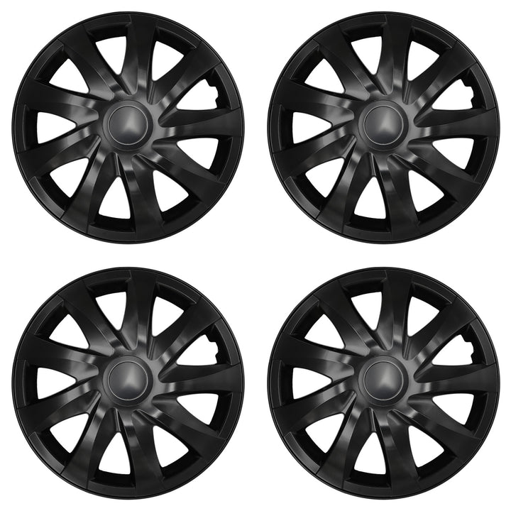 Enjoliveurs universels 15 pouces NRM DRACO noir mat, lot de 4