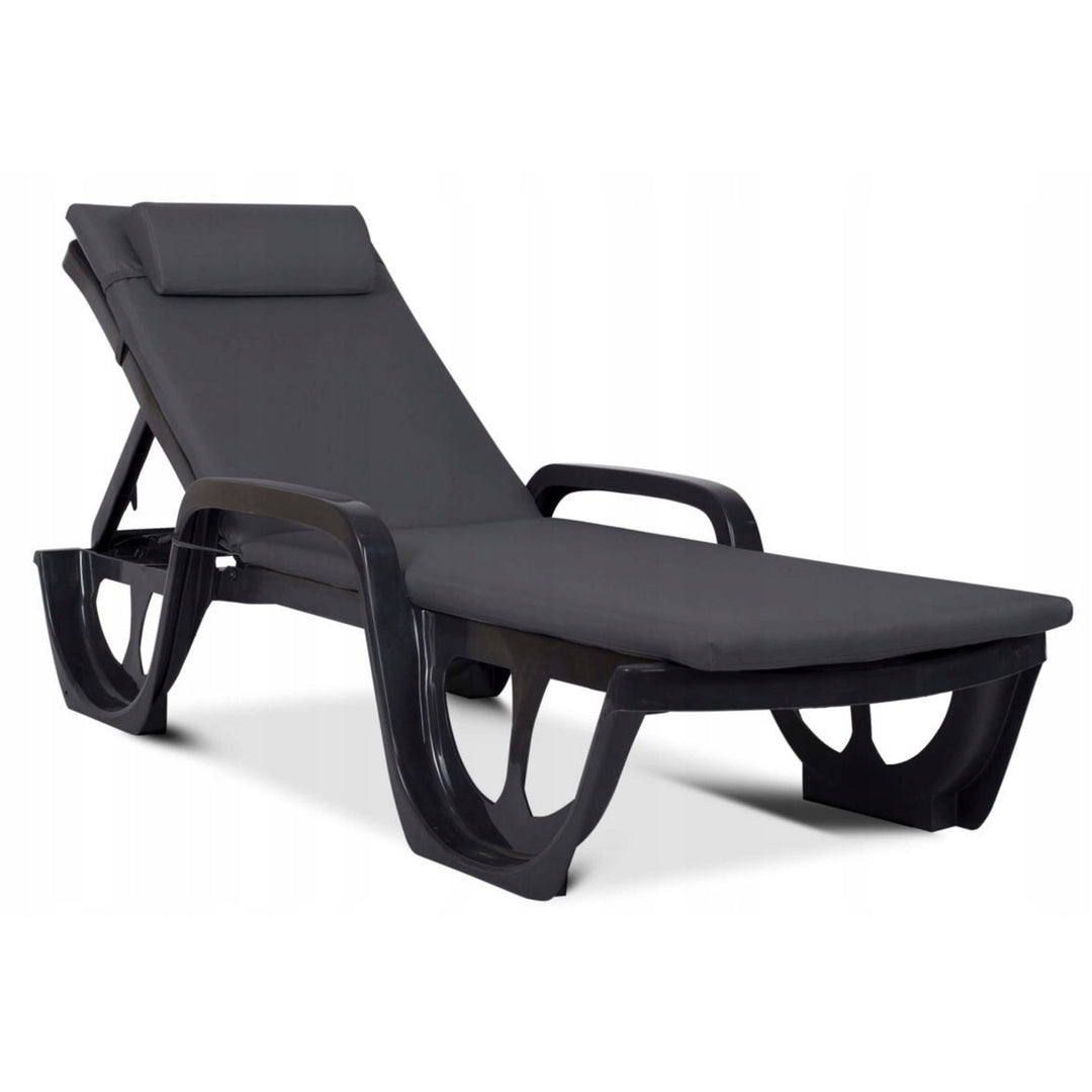 Coussin pour transat Madera, couleur gris foncé, tissu S-500, dimensions 190 x 55 cm, fixation par sangle élastique, imperméable, Madera S-49