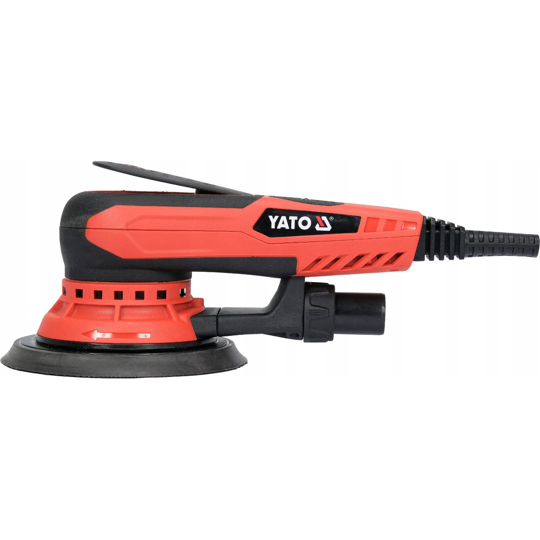 Ponceuse excentrique Yato, 150 mm, puissance 350 W, vitesse 4 000-10 000 tr/min, longueur de câble 3 m, possibilité de raccorder un aspirateur, YT-82206