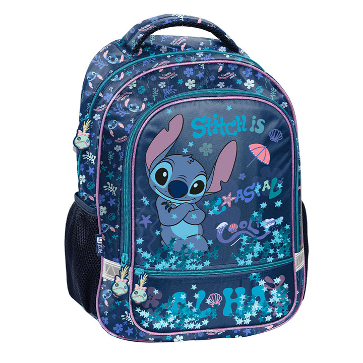 Ensemble scolaire Stitch Paso, sac à dos à deux compartiments, avec éléments réfléchissants et dos rigide, trousse vide avec poignées pour ranger les fournitures, sac à chaussures pouvant être porté sur le dos, DS26XX