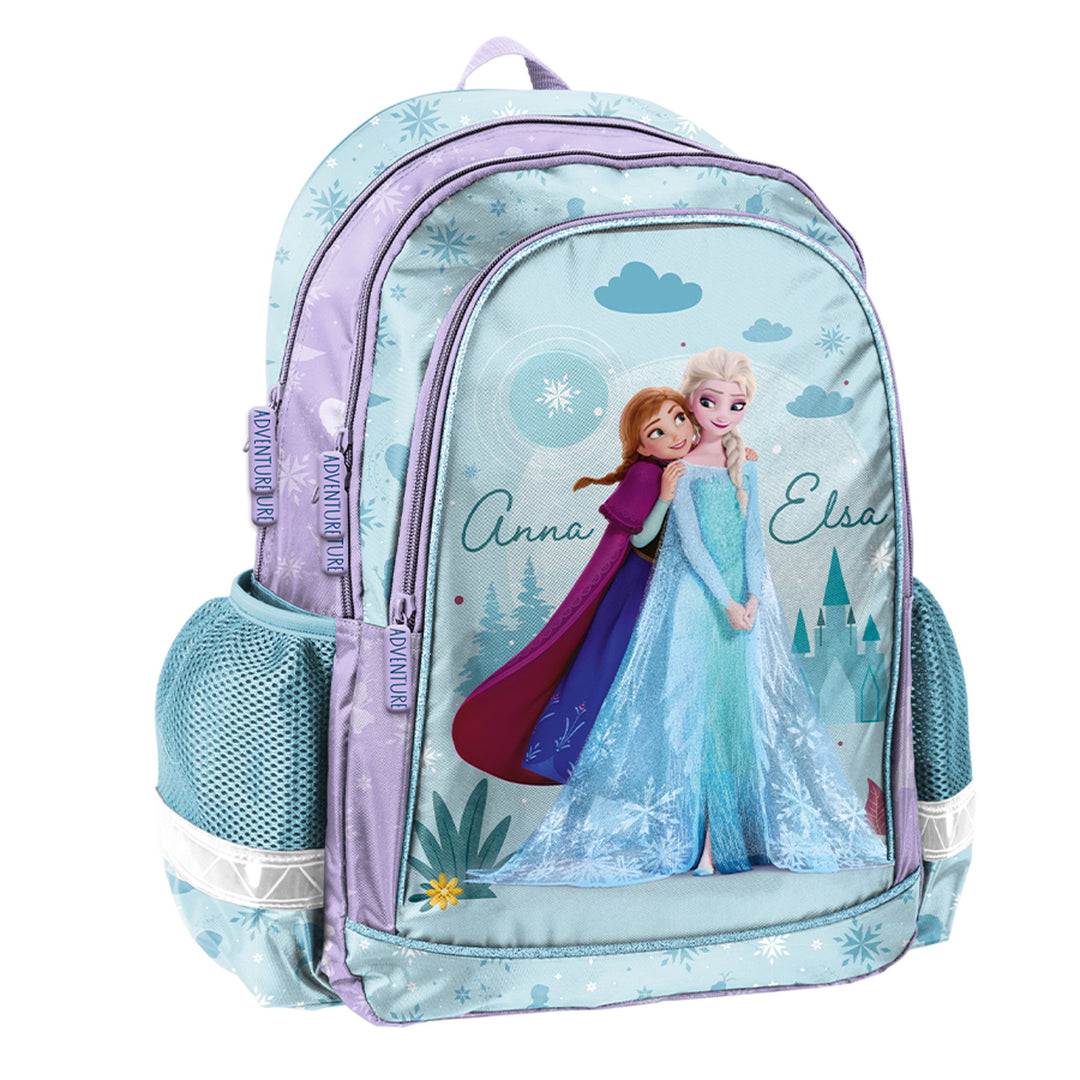 Ensemble scolaire Frozen Paso, sac à dos à deux compartiments, bretelles réglables et dos rigide, trousse avec accessoires et poignées pour les fournitures, sac à chaussures pouvant être porté sur le dos, DF26AA